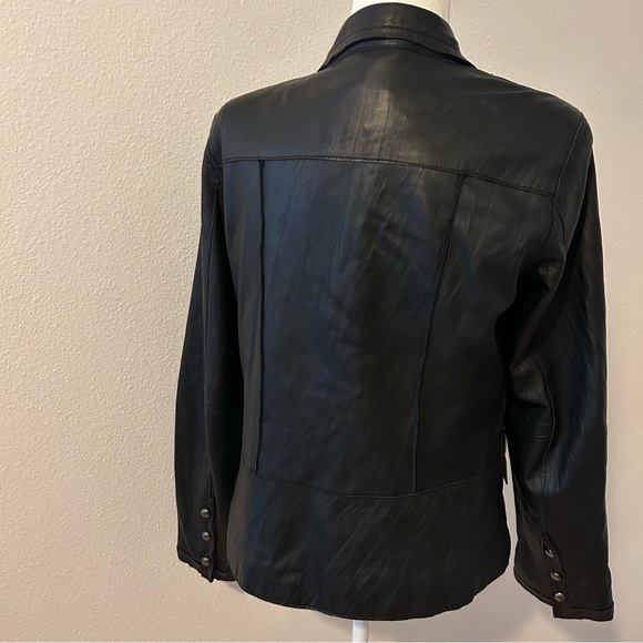 TRIBAL black buttery soft genuine leather jacket blazer size 8 fall classic - Picture 2 of 7